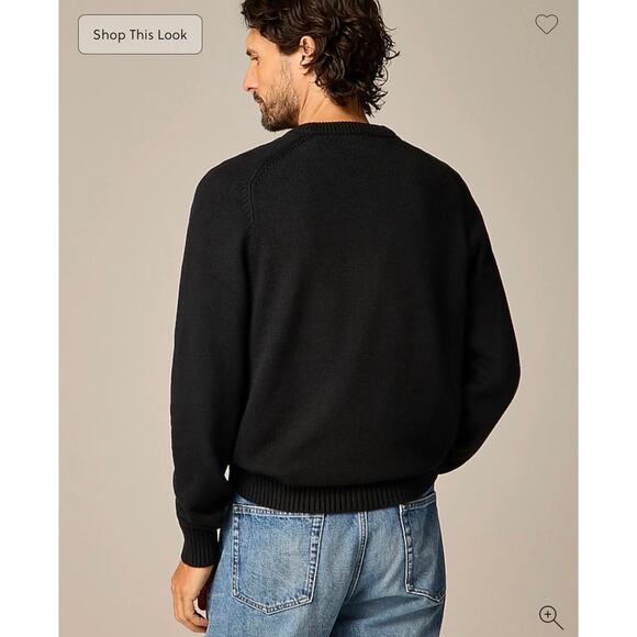 J. Crew Heritage Cotton Crewneck Sweater Black NWT size Medium - Picture 2 of 7